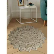 6 ft. 7 in. x 6 ft. 7 in. Hand Woven Jute Eco-Friendly Oriental Round Area Rug C