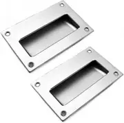 2 Pack Modern Stainless Steel Door Handle Hidden Recessed Cabinet Pull Drawer Built-in Rectangular Hardware For Kitchen Cabinet 128X83MM With Screws t