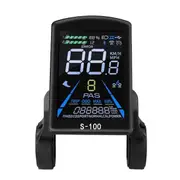 Electric Bicycle Display S-100 LCD Display Control 24V - 72V Speed Meter 5pin Speedometer Waterproof Connector Black