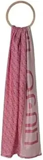[Liu Jo] Jean Jacquard Stole with Fringe and Pink Berry Logo, Pink Berry - 72624, One size