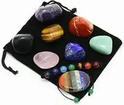 Nvzi Chakra Stones, Chakra Crystal Set with Worry Stones for Anxiety, Healing Crystals, Cuarzos De Energia Y Piedras Curativas, Crystals for Beginners, Witchy Gifts for Women, Cristals and Stones