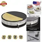 Stainless Steel Electric Crepe Maker - 13" Nonstick Griddle, 8 Heat Settings