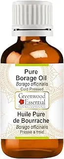Greenwood Essential Pure Borage Oil (Borago officinalis) 100% Natural Therapeutic Grade Cold Pressed for Personal Care 30ml (1oz)