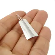 Solid 925 Sterling Silver Hammered Curved Drop Earrings Perfect Gift For Women