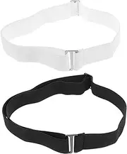 [FRCOLOR] 2Pcs Invisible Elastic Stretch Belt for Women Men Flat Buckle Design Comfortable Fit Versatile for Jeans Dresses Elastic Mesh Waist Belt Black White