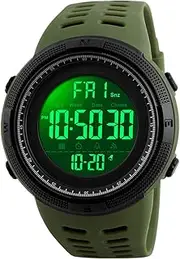 [FANMIS] Mens Digital LED Sports Watch Military Multifunction 12H/24H Time Dual Time Alarm Countdown Back Light with Simple Design 164FT 50M Water Resistant Calendar Month Date Day Watch
