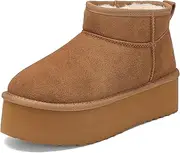 [AoSiFu] Platform Mini Boots for Women Genuine Suede Leather, Classic Winter Ankle Snow Boots with Comfortable Memory Foam Insole Water Resistant Lightweight Anti-Slip Outsole for Outdoor Indoor