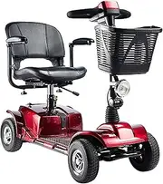 4 Wheel Powered Mobility Scooters, Electric Powered Wheelchair Device Compact Heavy Duty Mobility Scooter with Basket for Elderly Adults Travel, 265lbs Weight Capacity