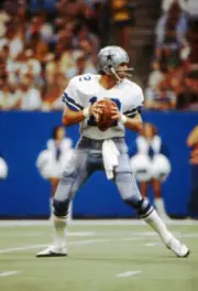 Dallas Cowboys Roger Staubach in action drops back to pass vs Hous- Old Photo 1