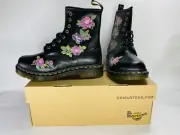 New! Women Size 7 - Dr. Martens 1460 Vonda II Floral Boots Black Pink Purple
