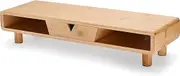 OfficeWorld Range Bamboo Monitor Stand Riser with Drawer - Bamboo Monitor Stand Desk Organiser - Wooden Desk Stand Riser for Holding Monitors, Printers and Laptops - 61 x 20 x 12 cm