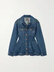 [GOLDSIGN] GOLDSIGN - + Net Sustain The Benning Organic Denim Peplum Jacket - Dark denim - small small Blue