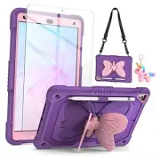 for iPad 9th 8th 7th Generation Case with Screen Protector Butterfly Purple
