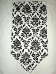 HOBBY LOBBY BLACK & WHITE FLORAL MEDALLION TABLE RUNNER 100% COTTON 17 X 72