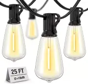 25Ft Waterproof Outdoor String Lights with 13 Edison Bulbs for Patio Decor
