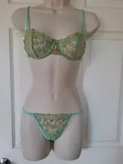 Vintage!! Cosabella Enya Bra & G String Set - Calypso / 34B, O/S - BNWT