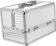 [NOLITOY] 1pc Cosmetic Case Silver Accessories Cosmetic Tool Carrying Container Cosmetic Train Case Handheld Storage Suitcase Silver Handbag Travel Make up Bag Make up Kit Aluminum Alloy