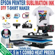 Epson Printer For Sublimation Ink Heat Transfer +Press 5 in 1 Start DTF ink Bund