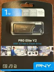 BRAND NEW Factory Sealed PNY - PRO Elite V2 1TB USB 3.2 Gen 2 Flash Drive -Black