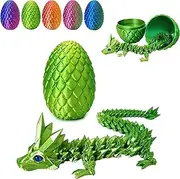 3D Printed Dragon Egg-Surprise Egg with Crystal Dragon Inside, Dragon Egg Set Articulated Dragon Mystery Dragon Egg, Collectible Fidget Toys Birthday Easter (Green)