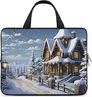 Laptop Case Sleeve Shockproof Computer Carrying Bag Christmas Winter Happy Scene Notebook Case Cover Laptop Bag Water Resistant Computer Cases Tablet Briefcase for Travel Business 12 Inch