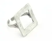 Square Ring Adjustable Antique Silver Plated brass (21mm 11US inner size) 3266