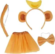 CRILSTYLEO 1 Set Animal Ears Monkey Costume for Cute Banana Headband with Bowtie Tutu Skirt and Tail for Cosplay Halloween Photo Props and Parties