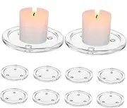 BUTIFULSIC 10Pcs Decorative Glass Candle Holders with Tray Elegant Glass Plates for Wedding Banquet and Home Decor for Jar Candles and Accessories Storage