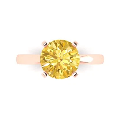 3Ct Round Cut Yellow Gold Solitaire Designer Promise Statement Anniversary Ring