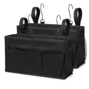 Bedside Caddy with Pockets Hook for Bunk Bed, Shelf, Sofa 2pcs Black
