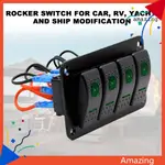 丸子精選12V-24V UNIVERSAL ROCKER SWITCH PANEL 4 GANG CENTRAL CON