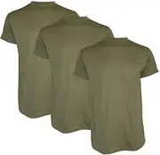 [Pinnacle Mercantile] Moisture-Wicking Crew Neck T-Shirt Made in USA Tan 499 100% Polyester Undershirt Multipack for Military