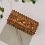 Modern Wooden Temperature Display LED Clock with Multi-Function Portable Clock, Dual Power Options (USB/Battery), Three-Level Adjustable Brightness Dimmer - Ideal for Home or Travel