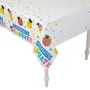 Elementary Graduation Rectangle Disposable Plastic Tablecloth, 9 Ft