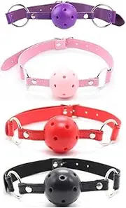 SAHOOSAFETY Gag Bondage Sex Ball SM Gag BDSM Restraint Gag Bondage Mouth Balls Sex Mouth Gag Ball Toys for Men and Women(Purple)