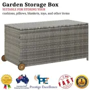 Outdoor Garden Storage Box Poly Rattan Outdoor Organizer Container Cushion Chest