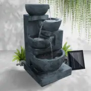 Solar Power Fountain Water Feature Bird Bath w/ LED Lights Outdoor Garden Decor