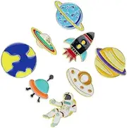 [SAFIGLE] Cartoon Series Brooch Set 8pcs Mini Brooches Lightweight Alloy for Boys and Girls