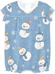 [miaozhen] Rompers For Baby Girls Ruffle Sleeve Romper Jumpsuit Cotton New-Born Outfits 18M Blue Snowman Winter Christmas ropa de nina de 5 a?os en oferta, Blue Snowman Winter Christmas