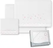 Interbaby Baby Pram Bed Linen 40 x 80 cm - Winter Bedding in Coralina Fabric - Stars Moon Model - Includes Flat Sheet + Flat Sheet + Pillowcase