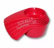 Tupperware Measuring Cups 6 Pieces Nesting Scoops Holiday Red