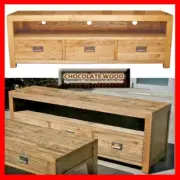 NEW IOWA OAK Rustic Low line Entertainment TV Unit Cabinet ETU 1.8M 3 3 drawers