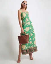 Simone Linen Blend Printed Dress