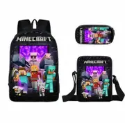 Backpack Minecraft School Bag Primary Secondary Students My World Game Peripheral Three Piece Set Shoulder Pencil Case Durable Travel Gift
