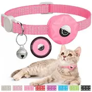 Pink(luminous)-AirTag Cat Collar,Reflective GPS Cat Collar with AirTag Holder and Bell,Lightweight Tracker Cat Collars for Pet(not included AirTag)