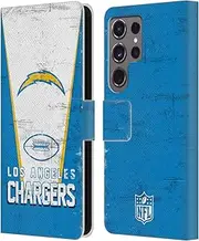 Head Case Designs Officially Licensed NFL Banner Los Angeles Chargers Logo Art Leather Book Wallet Case Cover Compatible with Samsung Galaxy S24 Ultra 5G