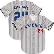 [HOPSHION] Chicago Bellinger 24 Stripes Baseball Jersey Short Sleeve Button Shirts for Fans