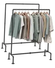 Industrial Pipe Clothing Rack Free Standing Set of 2, Heavy no wheels × 2 Pack