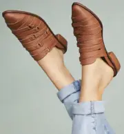 Anthropologie Kelsi Dagger Alchemy Cordova Leather Mules Timber Size 6.5 NIB