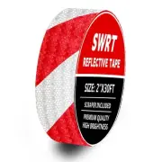 2 Inch X 30 FT Reflective Tape Outdoor Waterproof Red & White Reflective Tape...